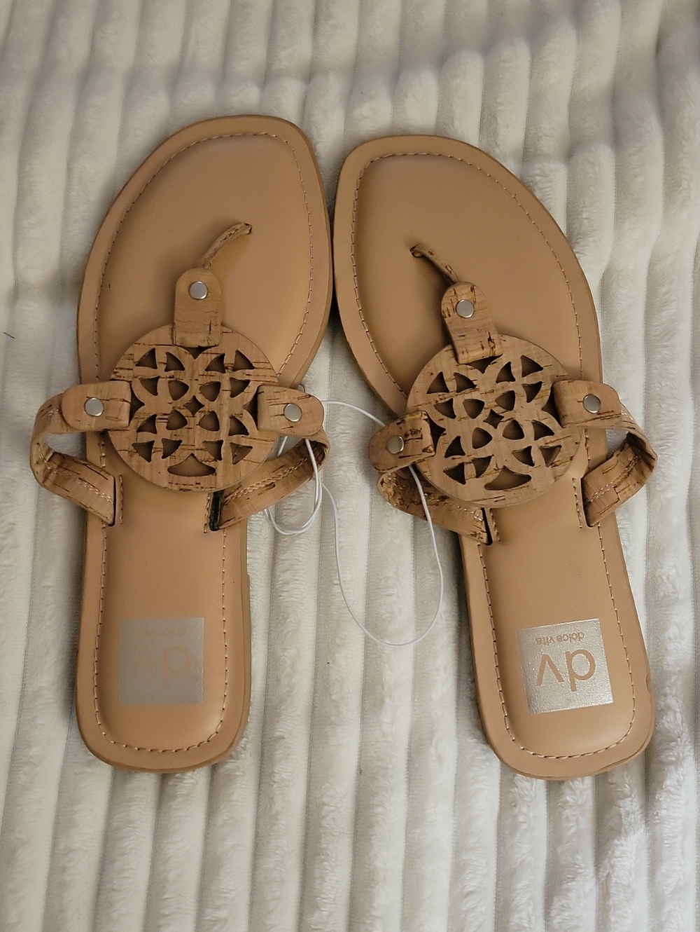 DV by Dolce Vita Tan Laser-Cut Medallion Toe-Post Sandals